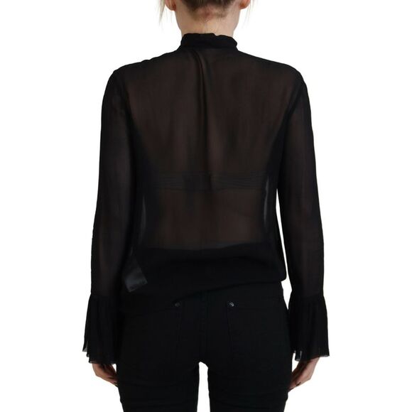 Dsquared² Black Viscose Long Sleeves See Through Blouse Women's Top (Pre-Owned) - Picture 3 of 5